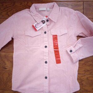 Ecothreads Girl's Size Medium Corduroy Button Pink Long Sleeve Shirt Shacket NWT